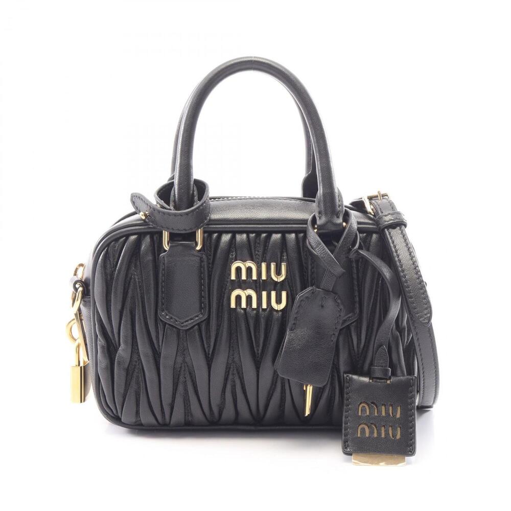 Miu Miu Miu MATELASSE 2-Way Handbag, Leather, Women's, Black, 5BB123